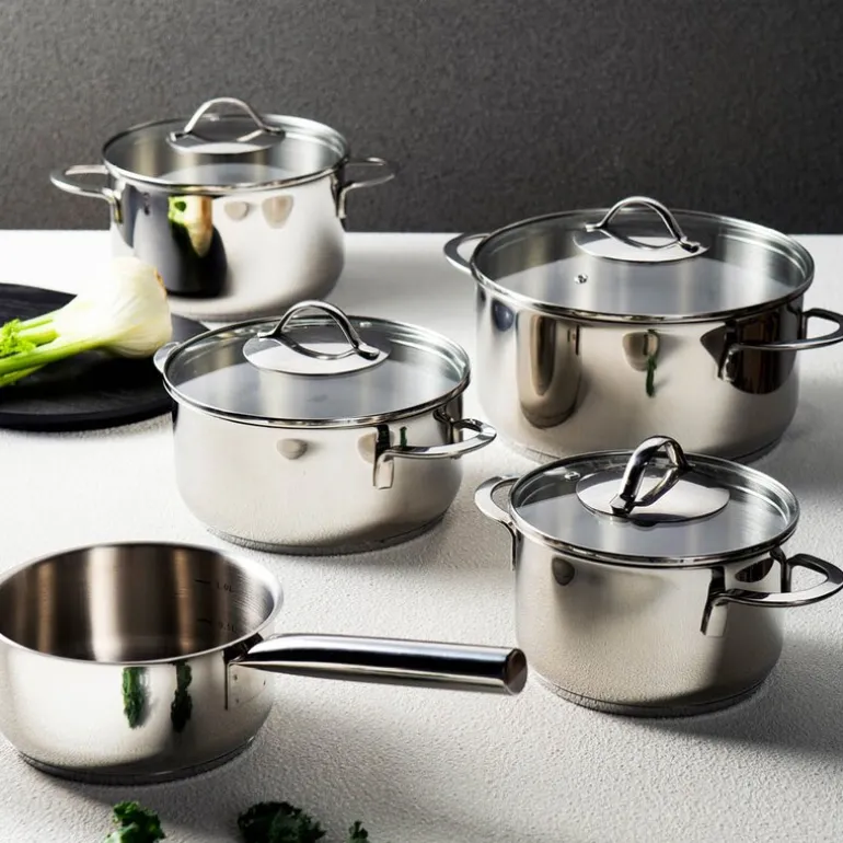 Kitchen Essentials grytesett 3 deler 1,8/2,8/3,5L med lokk blank