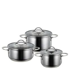 Kitchen Essentials grytesett 3 deler 1,8/2,8/3,5L med lokk blank