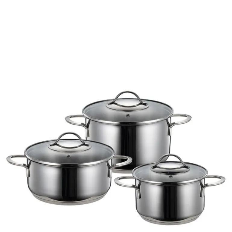 Kitchen Essentials grytesett 3 deler 1,8/2,8/3,5L med lokk blank
