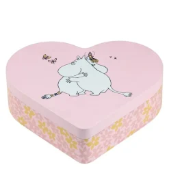 Klem metallboks hjerteform 18x14,5 cm rosa