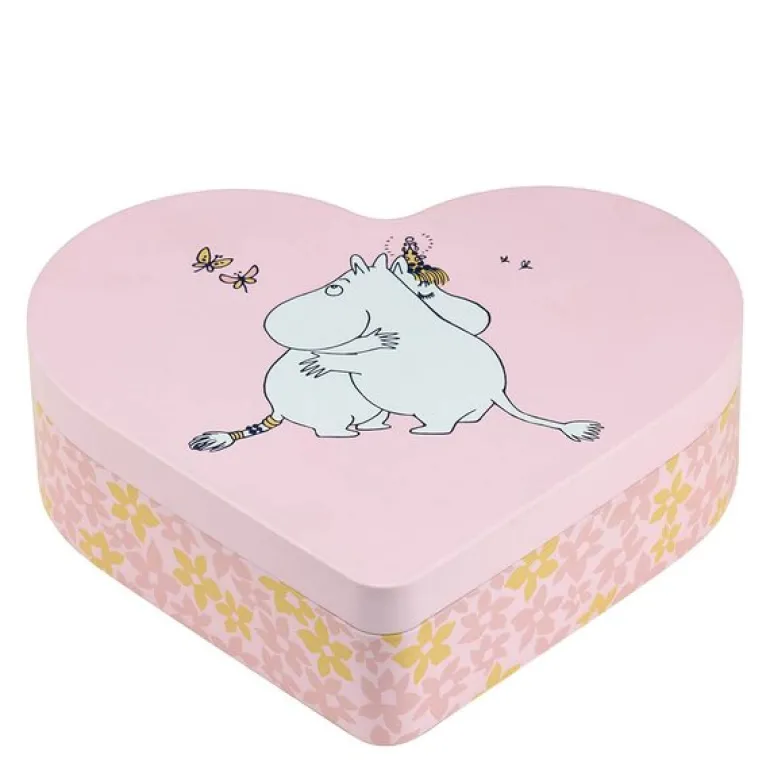 Klem metallboks hjerteform 18x14,5 cm rosa
