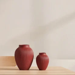 Knabstrup vase 20 cm ripple soft cherry red