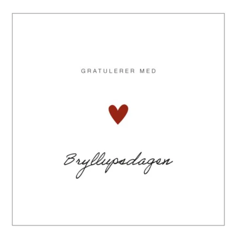 Kort bryllup 14x14 cm "Gratulerer med bryllupsdagen"