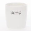 Krus mini life happens 10 cl hvit