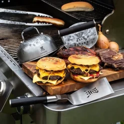 Kuro burgerpresse smashjern sett 3 deler brun/rustfri