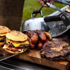 Kuro burgerpresse smashjern sett 3 deler brun/rustfri