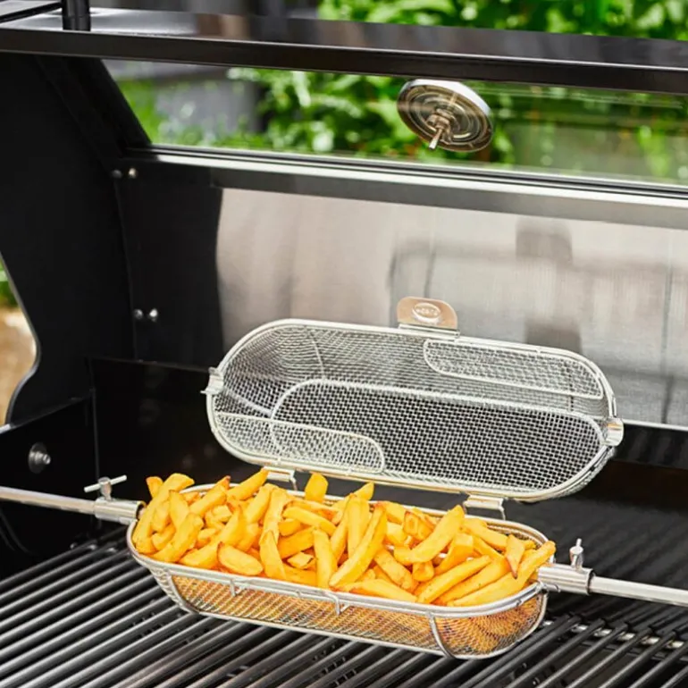 Kurv til rotisserie i rustfritt stål 43x15 cm