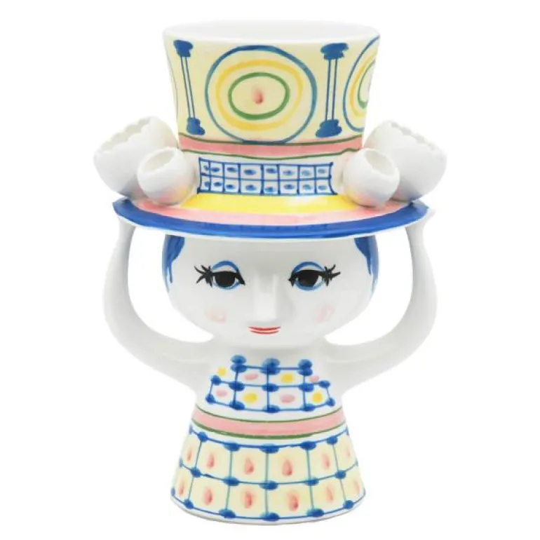 Lady with hat vase 20,5 cm blå