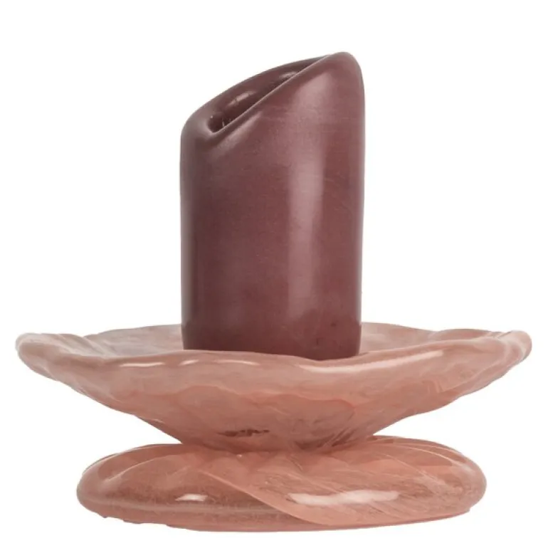 Lara lysestake 9 cm bordeaux/rosa