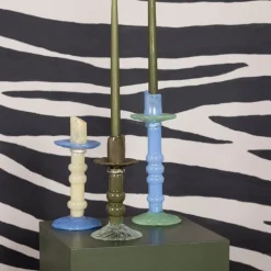 Lara lysestake 22 cm grønn/klar
