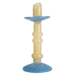 Lara lysestake 26 cm lys beige/lys blå