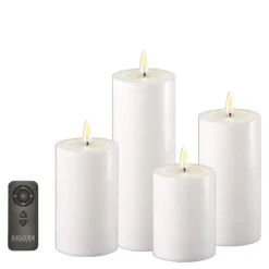 LED gaveeske med lys 4 stk, fjernkontroll og batterier hvit