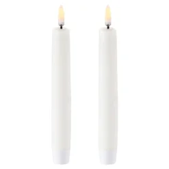 LED kronelys 15,5x2,3 cm 2 stk hvit