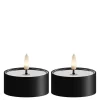LED metallic telys for inne-og utendørs 6,7x3,1 cm 2 stk matt svart