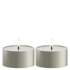 LED metallic telys for inne-og utendørs 8x4,3 cm 2 stk salvie grønn