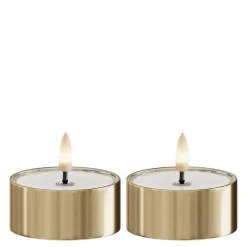 LED metallic telys for inne-og utendørs 6,7x3,1 cm 2 stk gull