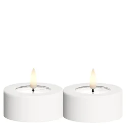 LED telys utendørs 6,5x3 cm 2 stk hvit