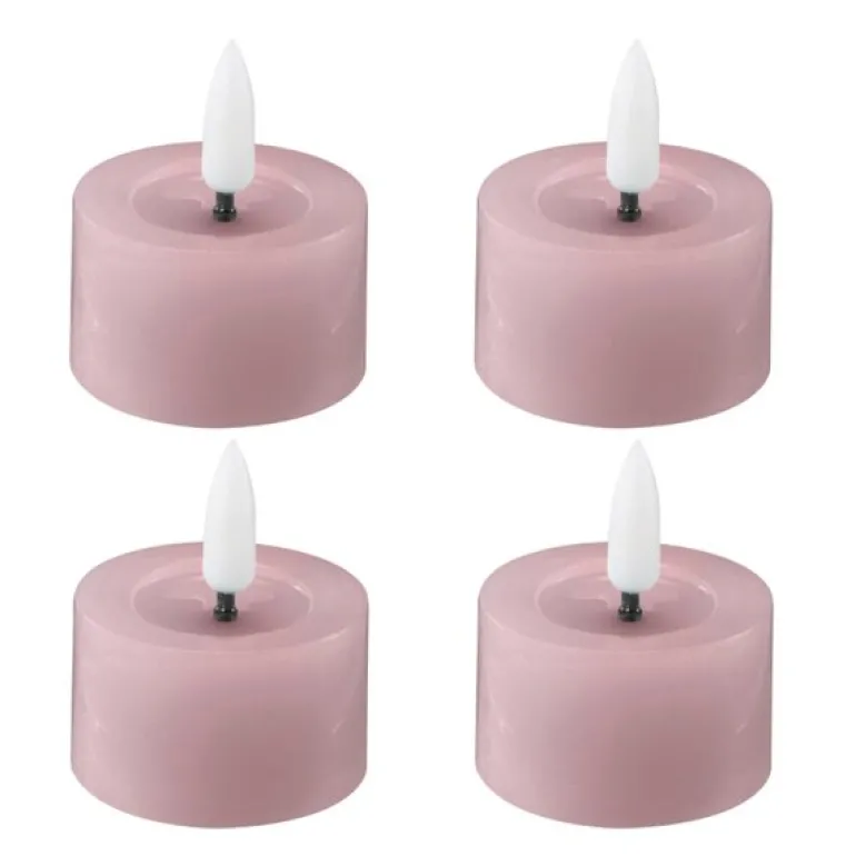 LED telys 4,5x2,5 cm 4 stk pastel rose