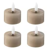 LED telys 4,5x2,5 cm 4 stk taupe
