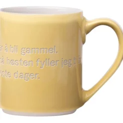 Lindgren krus "Ja, tiden går" 35 cl gul