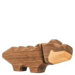 Liten krokodille trefigur 6 cm valnøtt/ask