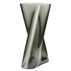 Lituus vase stor 32 cm røkfarget glass