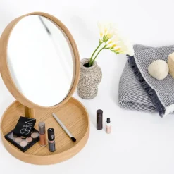 Look sminkespeil med fot 25 cm eik