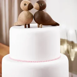 Lovebirds røkt eik/eik 9 cm 2 stk