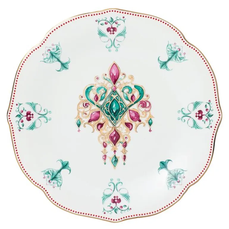 Lucia tallerken 28 cm hvit/rød/grønn