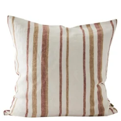 Luc putetrekk i lin 50x50 cm Terracotta striper