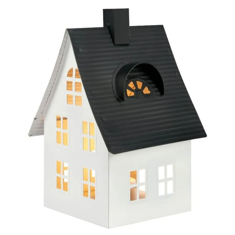 Luton lyshus 1 lys 23 cm hvit/svart