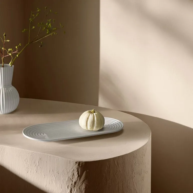 Lyngby Tura oval serveringsfat 34x14,5 cm hvit