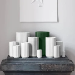 Lyngby vase 31 cm mørk grønn porselen