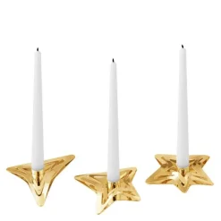 Lysestake stjerner 3 stk gull