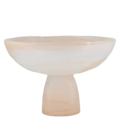 Mamor serveringsskål på fot 21x14 cm beige