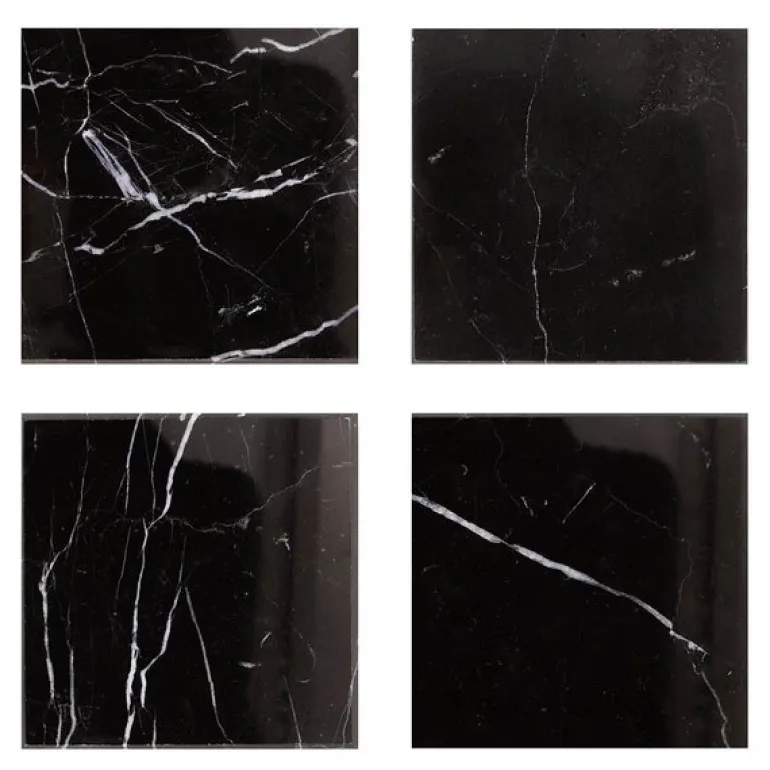 Marmor glassbrikke kvadratisk 10x10 cm 4 stk svart