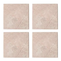 Marmor glassbrikke 10x10 cm 4 stk rosa