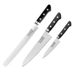 Master knivsett 3 deler kokkekniv, grønnsakskniv, brødkniv svart