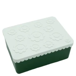 Matboks i plast treroms 7x14x19 cm Blomst hvit/mørk grønn