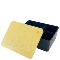 Matboks i plast treroms 7x14x19 cm Bjørn lys gul/marineblå