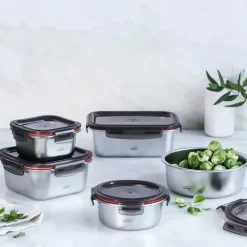 Matboks i stål med tett lokk 0,48L