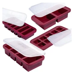 Matoppbevaring m/lokk silikon 2-cup 2x500 ml cranberry