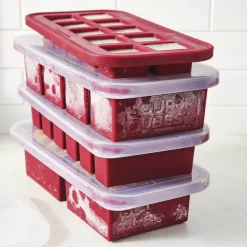 Matoppbevaring m/lokk silikon sett 4 stk cranberry