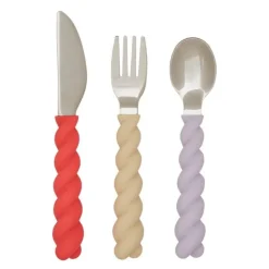Mellow bestikk 14,5 cm 3 deler Lavender/Vanilla/Cherryred