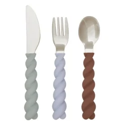 Mellow bestikk 14,5 cm 3 deler PaleMint/Choko/Iceblue
