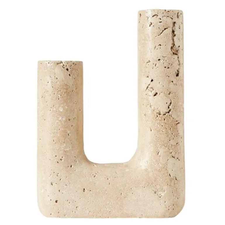 Minerva lysestake 20 cm beige