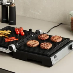 Møn Proff bord/paninigrill 2000W rustfritt stål/svart