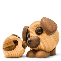Molly hund trefigur 5 cm ask/valnøtt
