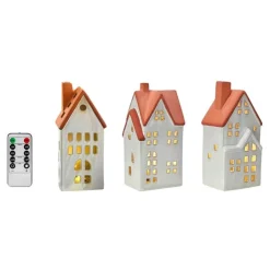 Molton lyshus 3 stk hvit/brun