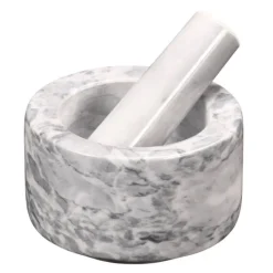 Morter m/støter 13 cm hvit marmor